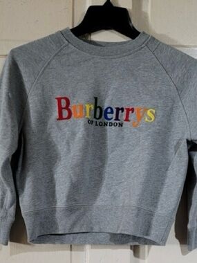 Burberry Grey Sweatshirt with Multicolor Logo .KIDS 8 -10years -